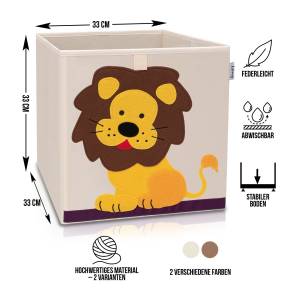 Lifeney Aufbewahrungsbox mit Löwe Motiv Kunststoff - 33 x 38 x 4 cm