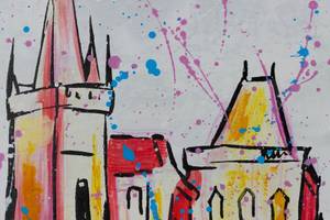 Acrylbild Prague Skyline Silhouette Grau - Massivholz - Textil - Holz teilmassiv - 120 x 60 x 4 cm