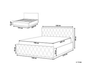 Doppelbett ROCHEFORT Grau - Breite: 150 cm