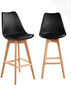 Chaise de bar scandinave TIKA (lot de 2) Noir