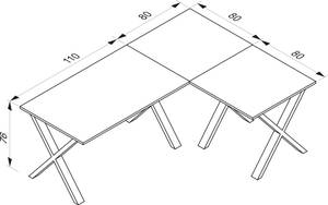 Bureau Lona Noir - Blanc - Bois manufacturé - 160 x 76 x 80 cm