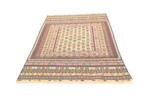 Kelim Afghan - 183x127cm Beige - Naturfaser - 127 x 1 x 183 cm