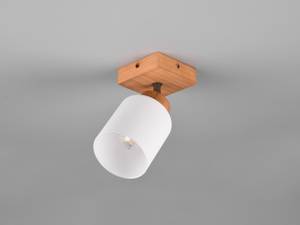 LED Wandstrahler innen Holz, Glas Weiß Braun - Weiß - Glas - Massivholz - 10 x 10 x 21 cm