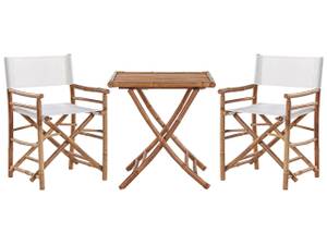 Bistro Set MOLISE 3-tlg Braun - Weiß - Bambus - 70 x 73 x 70 cm