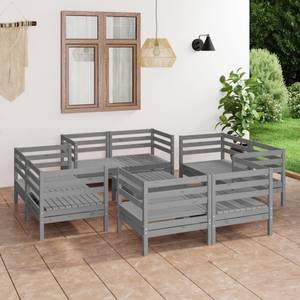 Salon de jardin Gris - Bois massif - Bois/Imitation - 64 x 29 x 64 cm