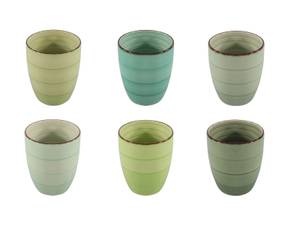 Tasse Summer Green 6er Set Grün - Naturfaser - 2 x 11 x 9 cm