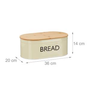 2 x Brotkasten Retro XL Beige - Schwarz - Braun - Bambus - Metall - 36 x 14 x 20 cm