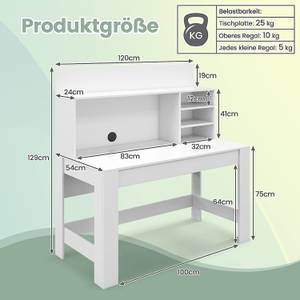 moderner Arbeitstisch PC-Tisch Weiß - Holzwerkstoff - 54 x 129 x 120 cm