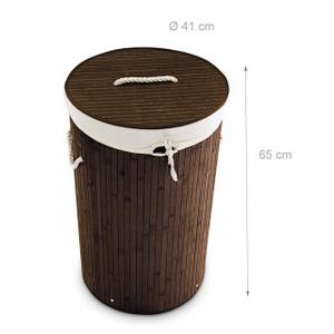 3 x Wäschekorb Bambus rund braun Dunkelbraun - Weiß