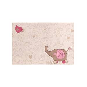 Tapis pour enfant Happy Zoo Elephant Blanc - Textile - 120 x 10 x 180 cm