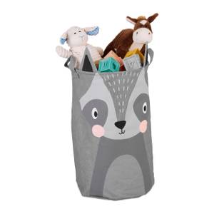 Bac de rangement enfant raton-laveur Noir - Gris - Rose foncé - Matière plastique - Textile - 33 x 55 x 33 cm