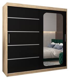 SCHWEBETÜRENSCHRANK PROMO V2 Schwarz - Eiche Sonoma Dekor - Breite: 200 cm - 2 Türen