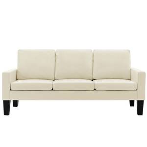 3-Sitzer-Sofa Creme Kunstleder Cremeweiß