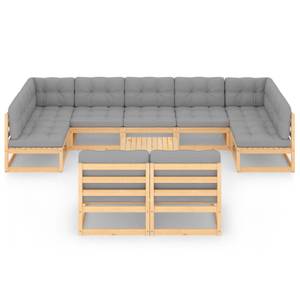 Garten-Lounge-Set (10-teilig) 3009756-2 Grau - Holz