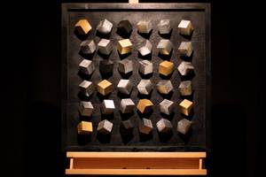 Tableau en bois Danse de l'imagination Argenté - En partie en bois massif - 60 x 60 x 8 cm
