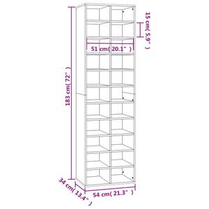 Schuhschrank 299271 Eiche Schwarzbraun Dekor