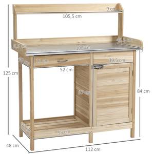 Pflanztisch 845-544ND Braun - Massivholz - 48 x 125 x 112 cm