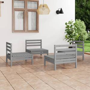 Garten-Lounge-Set Grau - Massivholz - Holzart/Dekor - 64 x 63 x 64 cm