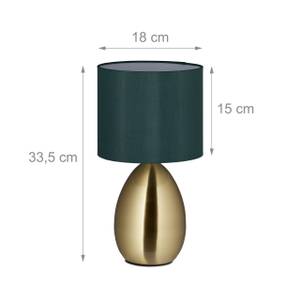 Nachttischlampe Touch messing Gold - Grün - Metall - Kunststoff - Textil - 18 x 34 x 18 cm