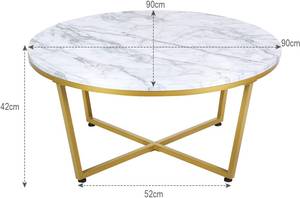 Table Basse Imprimée HW61190 Blanc - Bois manufacturé - 90 x 42 x 90 cm