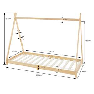 Kinderbett Tipi 90x200 cm Natur Braun