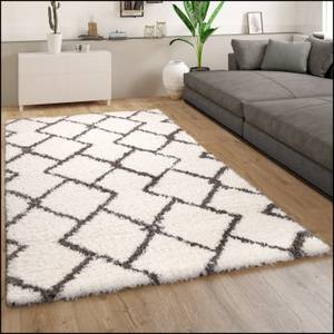 Hochflor-Teppich Maghreb 76 Weiß - Textil - 200 x 200 cm