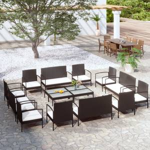 Garten-Lounge-Set (16-teilig) 3012365-2 Schwarz - Weiß - Anzahl Teile im Set: 16