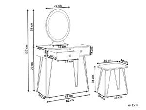 Schminktisch CAEN 2-tlg Gold - Weiß - Holzwerkstoff - 82 x 137 x 40 cm