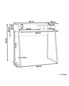 Bureau ANAH Noir - Marron - Blanc - Bois manufacturé - 90 x 90 x 60 cm