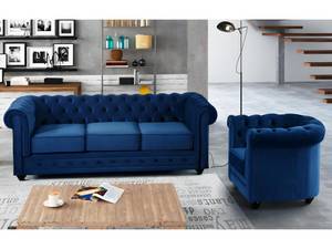 Ensemble canapé fauteuil  CHESTERFIELD Bleu foncé