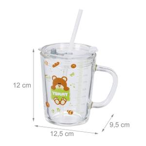 2x verres pour enfant motif d'ours brun Marron - Vert - Verre - Matière plastique - 13 x 12 x 10 cm