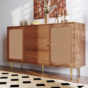 Sideboard NaturⅢ Braun - Holzwerkstoff - Metall - Massivholz - 40 x 90 x 150 cm