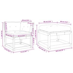 Gartensitzgruppe K6905(3-tlg) Braun - Massivholz - 78 x 73 x 73 cm