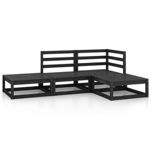 Garten-Lounge-Set (4-teilig) 3009910-1 Schwarz - Massivholz - Holzart/Dekor - 70 x 30 x 70 cm