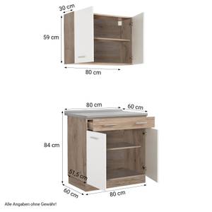 Kitchenette avec plan de travail 2360 Marron - Imitation chêne - Bois - Blanc