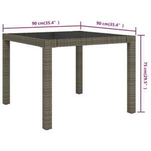 Gartentisch 3011479 Grau - Metall - Kunststoff - Polyrattan - 90 x 75 x 90 cm