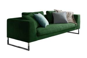 Sofa ARIAN Cord Metallkufe chrom Smaragdgrün - Breite: 210 cm