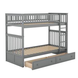 Etagenbett Kinderbett Aura Ⅲ Grau - Holzwerkstoff - Metall - Massivholz - 95 x 160 x 205 cm