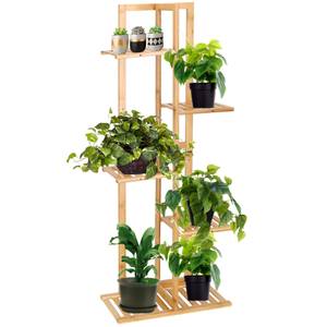 Blumenständer aus Bambusholz – 5 Regale Braun - Massivholz - 40 x 102 x 20 cm