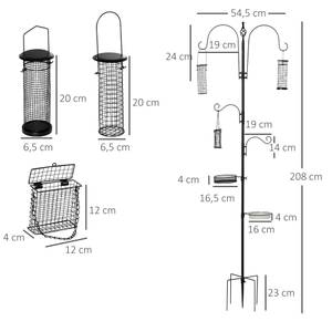 Vogelfutterspender D11-007 Braun - Metall - 55 x 208 x 55 cm