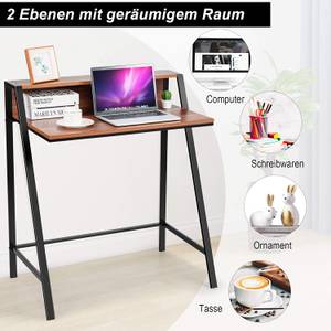 Schreibtisch 2-stoeckig Braun - Holzwerkstoff - 50 x 90 x 80 cm