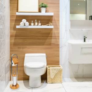 Ensemble brosse wc en bois