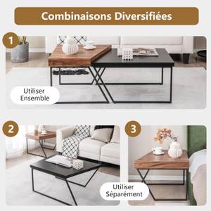 Table d’Appoint JV10516BK (lot de 2) Noir - Métal - 60 x 46 x 120 cm