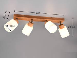 LED Deckenstrahler Holz Glas Weiß 60cm Braun - Weiß - Glas - Massivholz - 60 x 10 x 21 cm