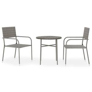 Garten-Essgruppe (3-teilig) 3013185 Grau - Kunststoff - Polyrattan - 45 x 45 x 45 cm