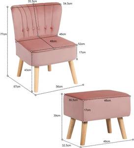 Sessel Ohrensessel  Polstersessel Pink - Holzwerkstoff - 67 x 77 x 56 cm