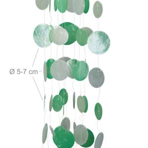Capiz Windspiel bunt Grün - Weiß - Naturfaser - Rattan - Textil - 18 x 110 x 15 cm