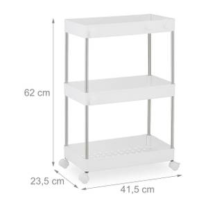 Nischenwagen mit 3 Ebenen Silber - Weiß - Metall - Kunststoff - 42 x 62 x 24 cm