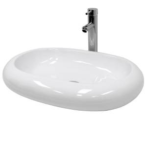 Waschbecken Ovalform 630x420x120mm Weiß Weiß - Keramik - 42 x 12 x 63 cm