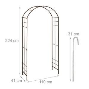 Rosenbogen aus Metall Braun - Metall - 110 x 224 x 41 cm